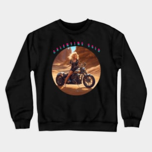 Galentine gal on a motorcycle Crewneck Sweatshirt